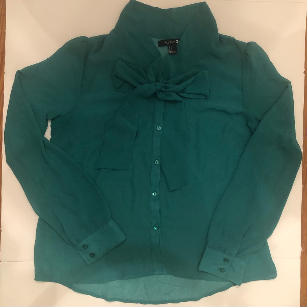 Christmas green blouse with bow